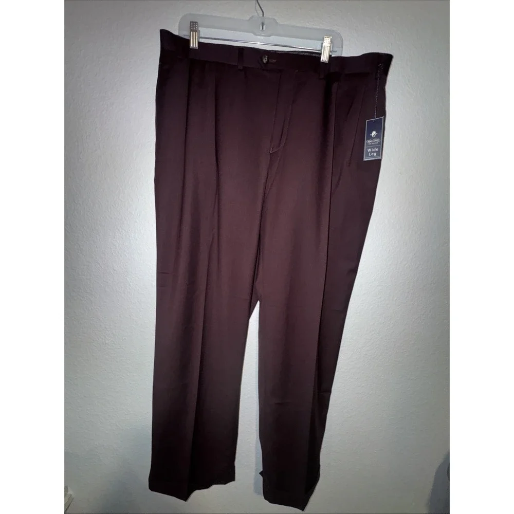 Sean Jean Wide Leg Pants Men's Size 40X30 Burgundy Church Slacks Big&Tall NWT